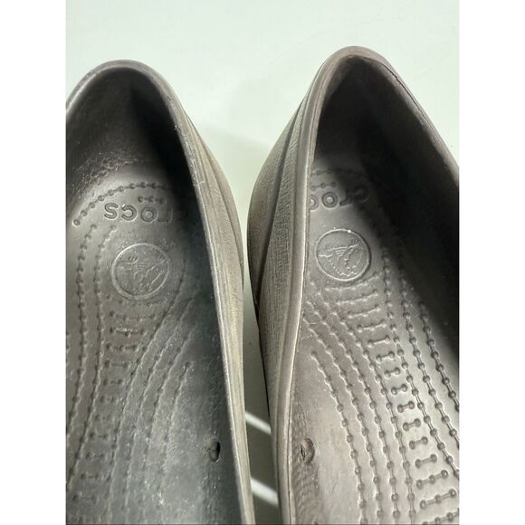 Crocs Kadee Leopard Print Bow Cap Toe Slip On Brown Gold Ballet Flats Womens 6 - Picture 5 of 10